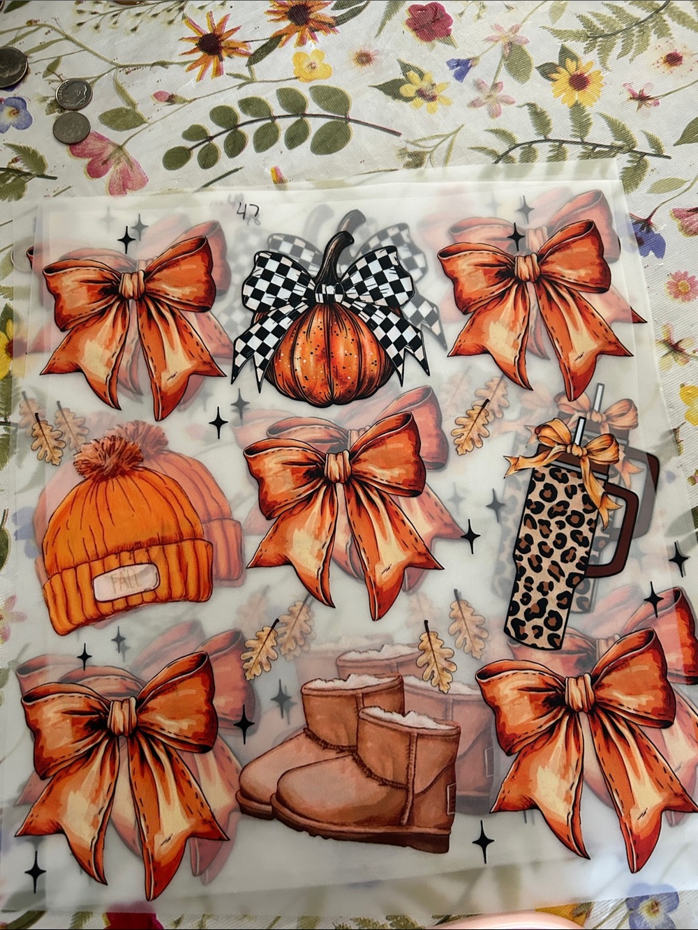 Autumn Orange Bow & Cozy Dtf transfer